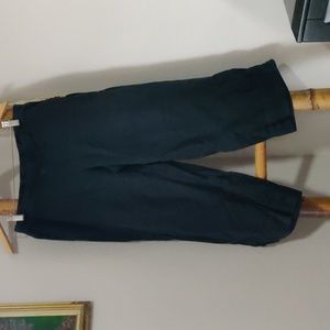 J Jill Love Linen Low Rise Wide Leg Black Linen Capris With Pockets